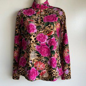 NEW IBKUL Golf Quarter Zip Size XS Animal Floral Print